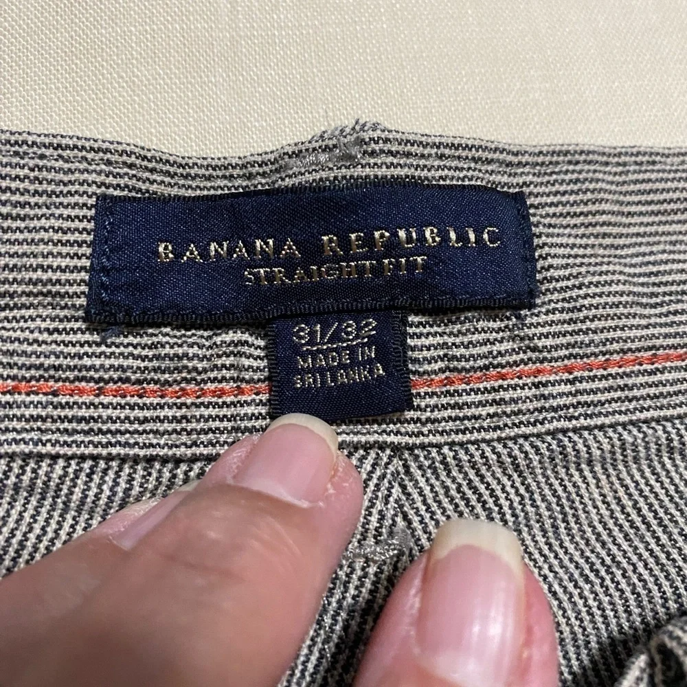 Banana Republic Men's Linen Blend Brown Stripe Straight Jeans Pants. 31X32